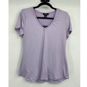 Lovemood Womens Purple V-Neck T-Shirt Short Sleeve Tee Soft Stretch NEW Medium